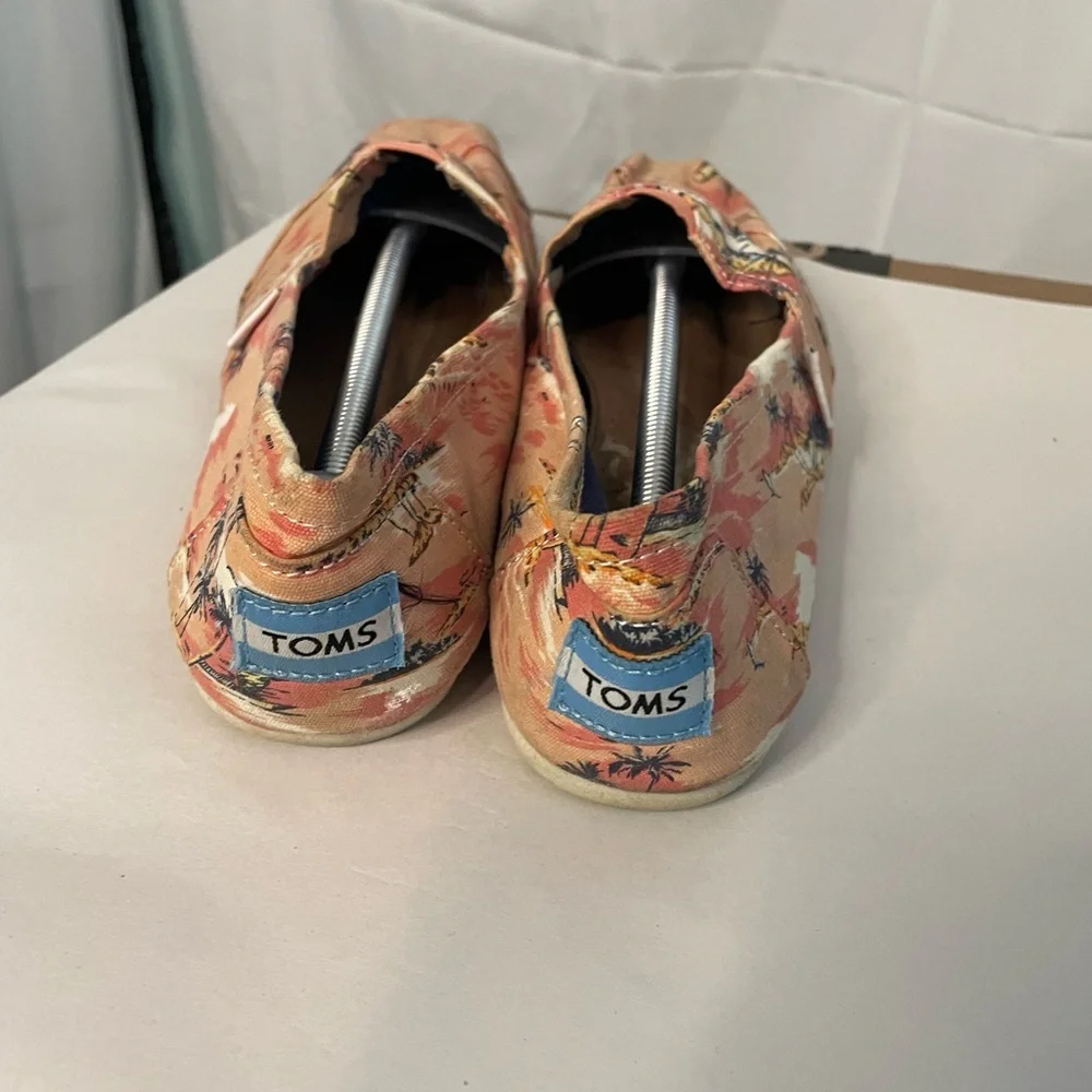TOMS Tropical Island Sunset Canvas‎ Alpargata Shoes Womens 8 Peach Orange Multi